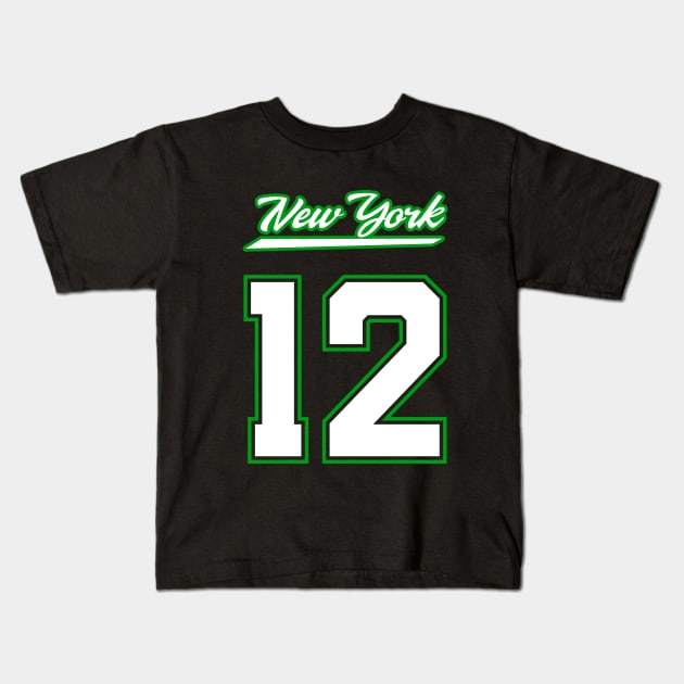 Joe Namath New York Jets Black Jersey Shirt Kids T-Shirt by johnnystackart